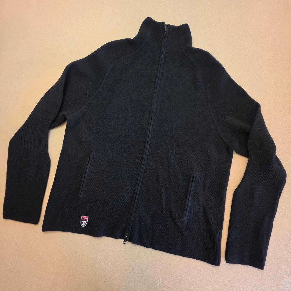 Ralph Lauren Polo Sport Vintage 90s Wool Full-Zip Sweater Jacket Black Sz Large